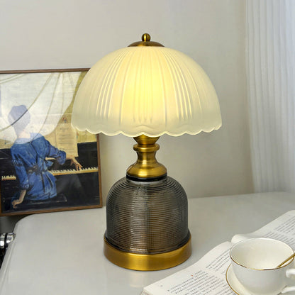Modern Transitional Frosted Glass Dome Shade Hardware 1-Light Table Lamp For Study