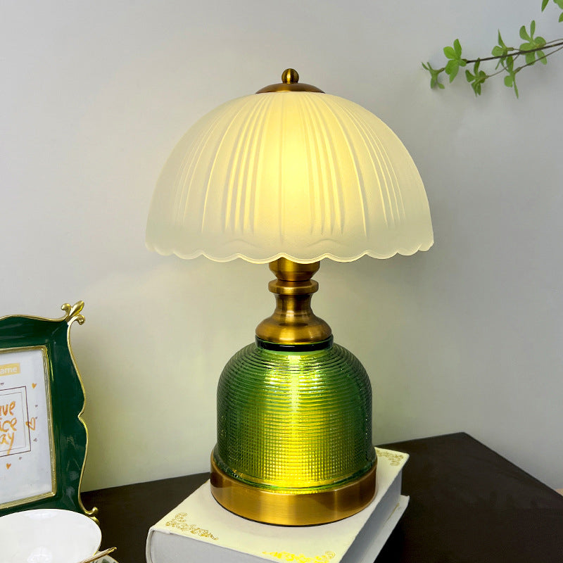 Modern Transitional Frosted Glass Dome Shade Hardware 1-Light Table Lamp For Study