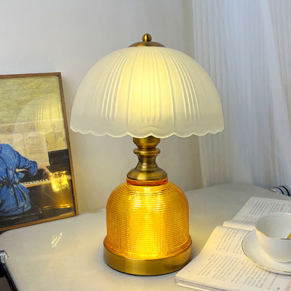 Modern Transitional Frosted Glass Dome Shade Hardware 1-Light Table Lamp For Study