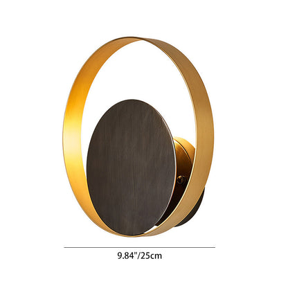 Modern Mid-Century Full Copper Geometric Circle Ring 1-Light Wall Sconce Lamp For Living Room