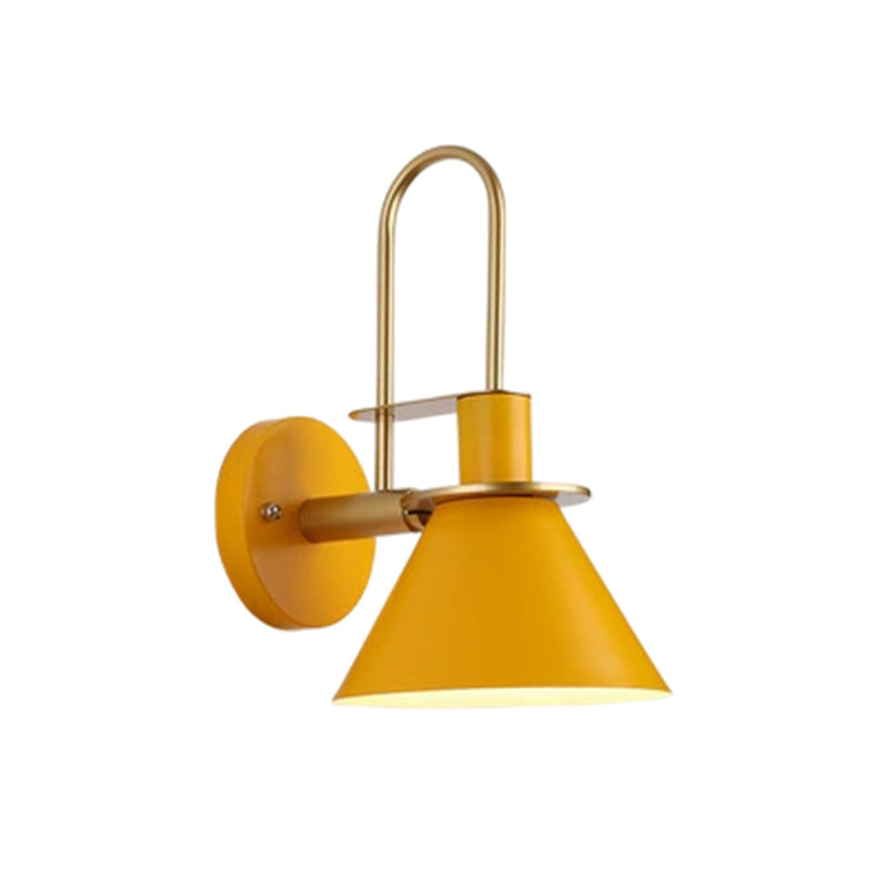 Contemporary Scandinavian Geometric Conical Iron Shade 1-Light Wall Sconce Lamp For Living Room
