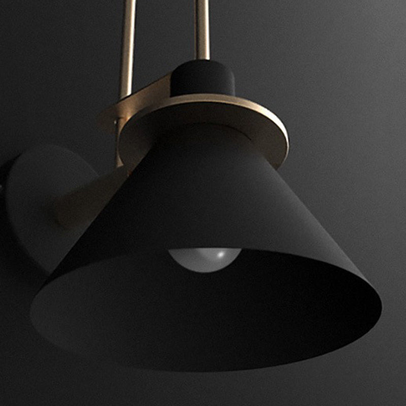 Contemporary Scandinavian Geometric Conical Iron Shade 1-Light Wall Sconce Lamp For Living Room