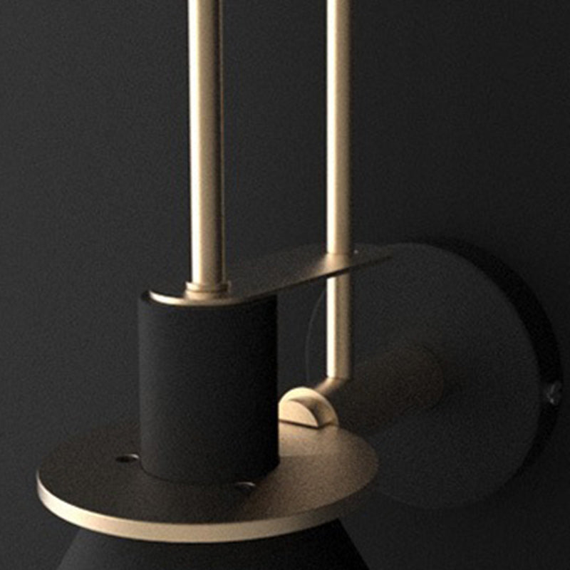 Contemporary Scandinavian Geometric Conical Iron Shade 1-Light Wall Sconce Lamp For Living Room