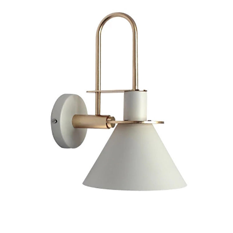 Contemporary Scandinavian Geometric Conical Iron Shade 1-Light Wall Sconce Lamp For Living Room