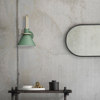 Contemporary Scandinavian Geometric Conical Iron Shade 1-Light Wall Sconce Lamp For Living Room