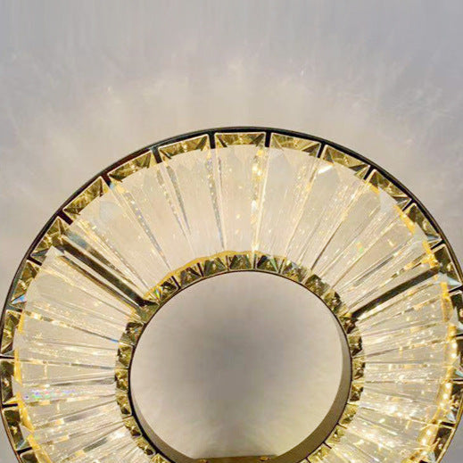 Modern Eclectic Stainless Steel Circle Ring Dazzling Crystal LED Wall Sconce Lamp For Bedroom