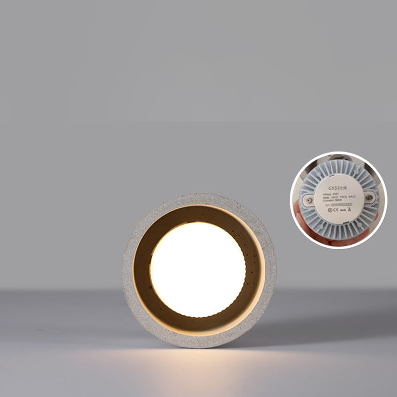 Modern Minimalist Cement Terrazzo Texture Cylinder 1-Light Semi-Flush Mount Ceiling Light For Living Room