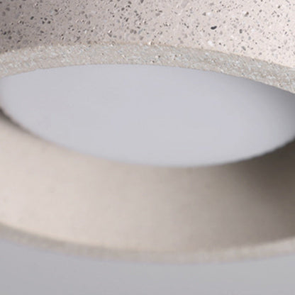 Modern Minimalist Cement Terrazzo Texture Cylinder 1-Light Semi-Flush Mount Ceiling Light For Living Room
