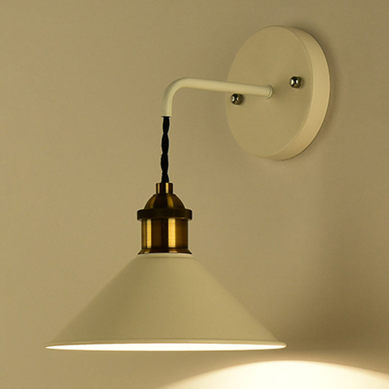Contemporary Scandinavian Macaron Iron Conical 1-Light Wall Sconce Lamp For Living Room