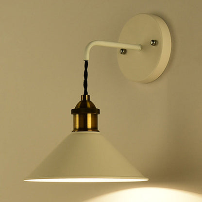 Contemporary Scandinavian Macaron Iron Conical 1-Light Wall Sconce Lamp For Living Room