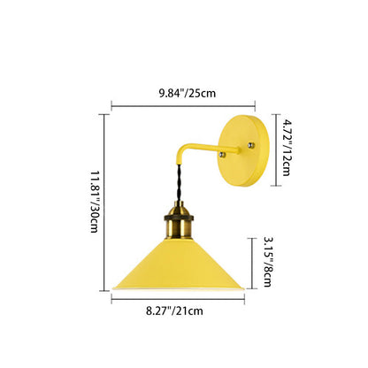 Contemporary Scandinavian Macaron Iron Conical 1-Light Wall Sconce Lamp For Living Room