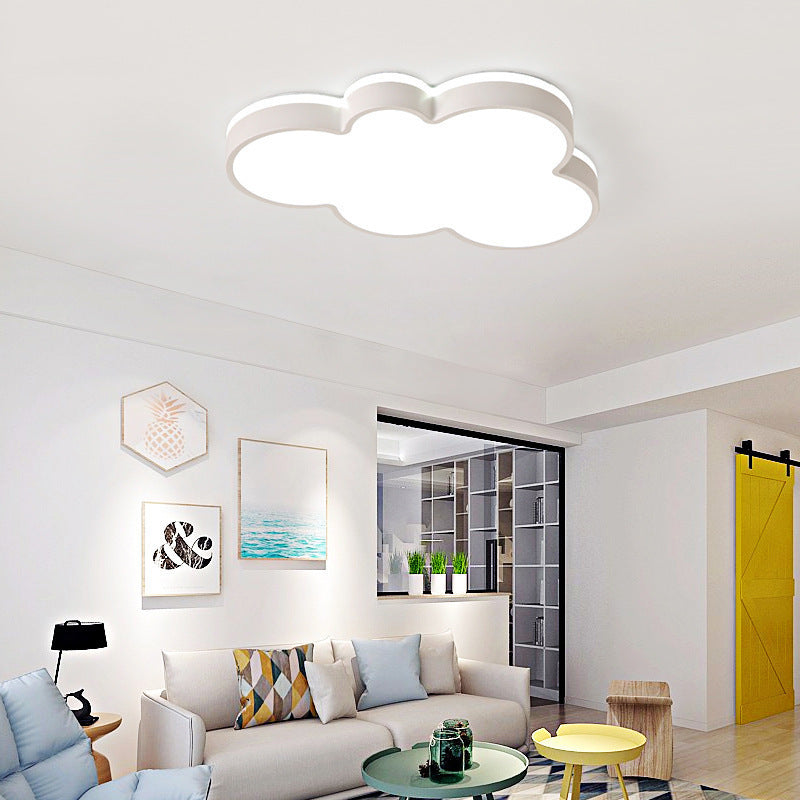 Contemporary Creative Iron Acrylic Cloud Shade LED Flush Mount Ceiling Light For Bedroom