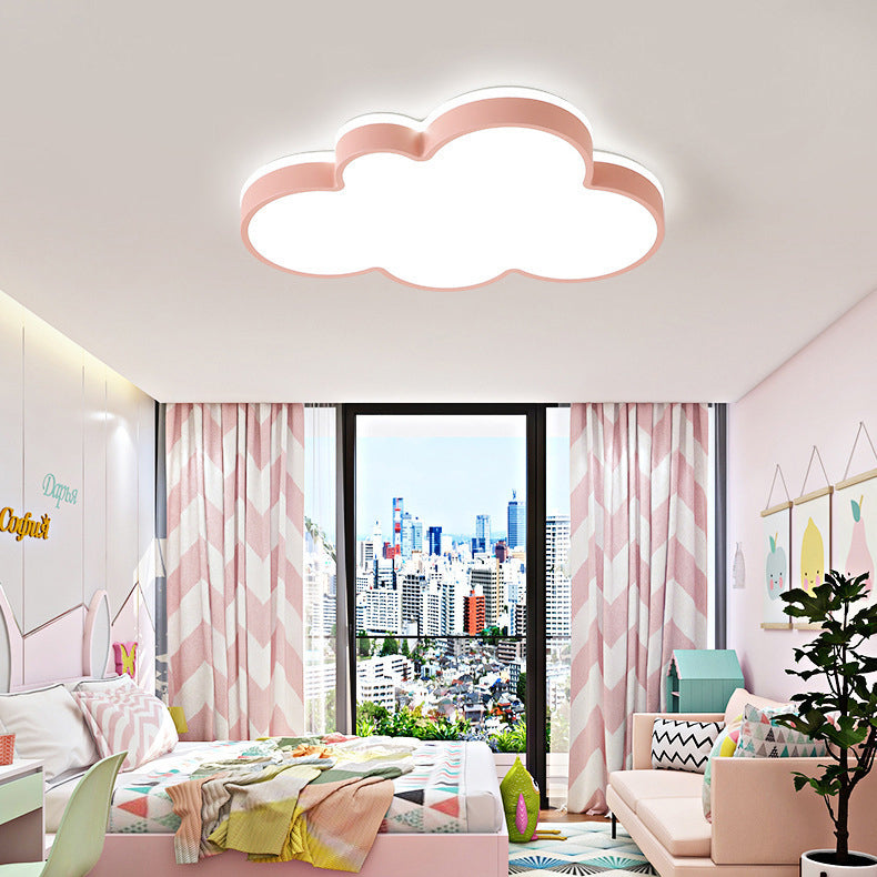 Contemporary Creative Iron Acrylic Cloud Shade LED Flush Mount Ceiling Light For Bedroom
