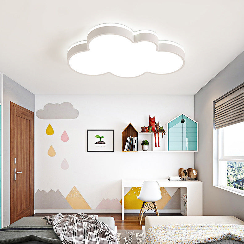 Contemporary Creative Iron Acrylic Cloud Shade LED Flush Mount Ceiling Light For Bedroom