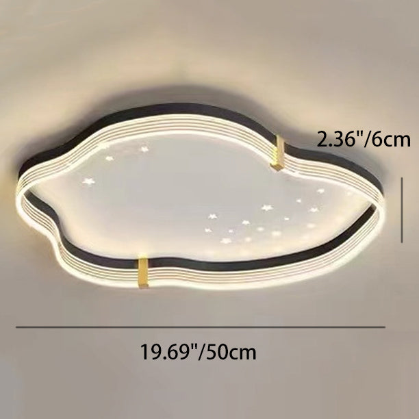 Contemporary Luxury Iron Acrylic Cloud Shade Star Decoration LED Flush Mount Ceiling Light For Bedroom
