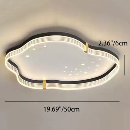 Contemporary Luxury Iron Acrylic Cloud Shade Star Decoration LED Flush Mount Ceiling Light For Bedroom