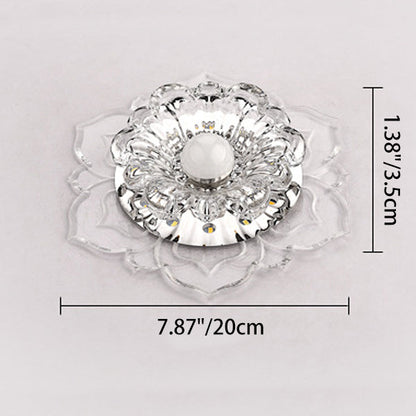 Contemporary Luxury Floral Dazzling Crystal Acrylic LED Flush Mount Ceiling Light For Hallway