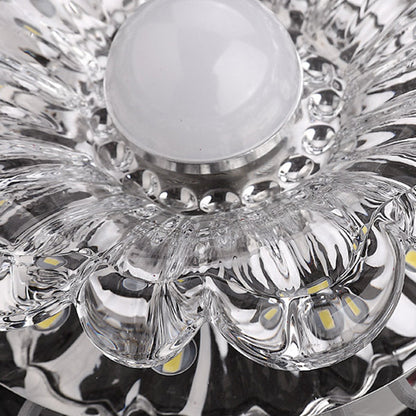 Contemporary Luxury Floral Dazzling Crystal Acrylic LED Flush Mount Ceiling Light For Hallway
