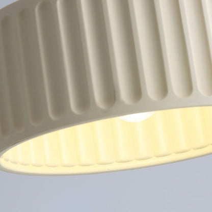 Contemporary Scandinavian Fluted Resin Cylinder Shade Iron 1-Light Pendant Light For Living Room