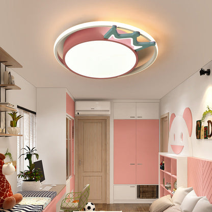 Contemporary Nordic Crown Iron Acrylic Round LED Flush Mount Ceiling Light For Living Room