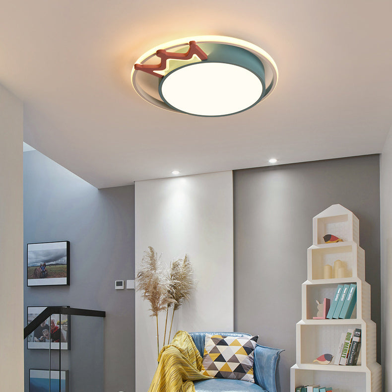Contemporary Nordic Crown Iron Acrylic Round LED Flush Mount Ceiling Light For Living Room