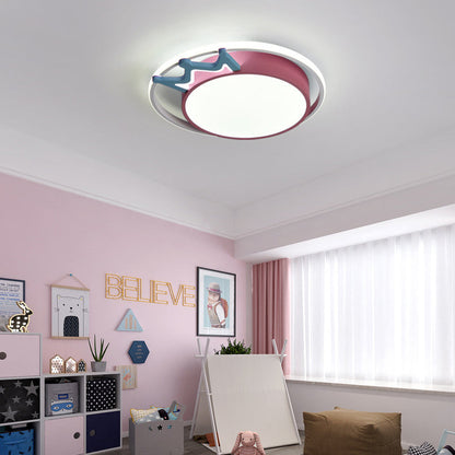 Contemporary Nordic Crown Iron Acrylic Round LED Flush Mount Ceiling Light For Living Room