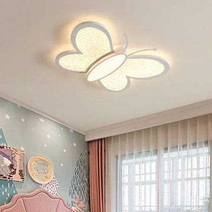 Contemporary Creative Butterfly Iron Acrylic LED Flush Mount Ceiling Light For Living Room