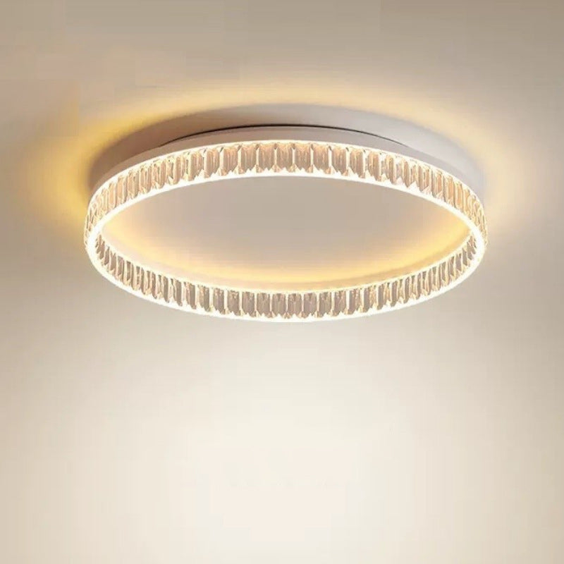 مصباح سقف LED دائري الشكل مصنوع من مادة PMMA مقطوعة بالماس عالية الشفافية بتصميم عصري فاخر لغرفة المعيشة