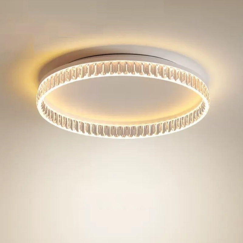 مصباح سقف LED دائري الشكل مصنوع من مادة PMMA مقطوعة بالماس عالية الشفافية بتصميم عصري فاخر لغرفة المعيشة