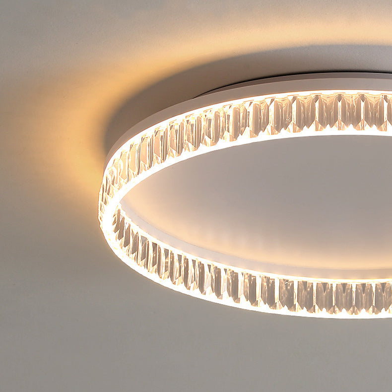 مصباح سقف LED دائري الشكل مصنوع من مادة PMMA مقطوعة بالماس عالية الشفافية بتصميم عصري فاخر لغرفة المعيشة