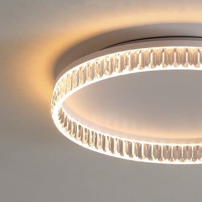 مصباح سقف LED دائري الشكل مصنوع من مادة PMMA مقطوعة بالماس عالية الشفافية بتصميم عصري فاخر لغرفة المعيشة