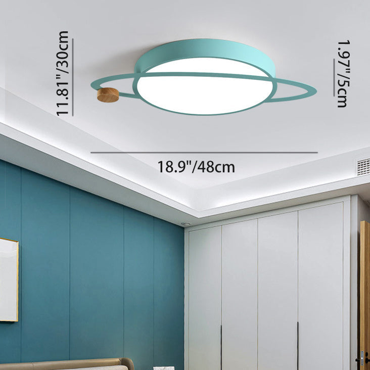 Contemporary Scandinavian Planet Iron Acrylic LED Flush Mount Ceiling Light For Living Room