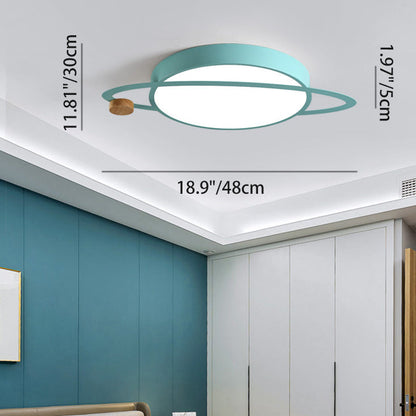 Contemporary Scandinavian Planet Iron Acrylic LED Flush Mount Ceiling Light For Living Room