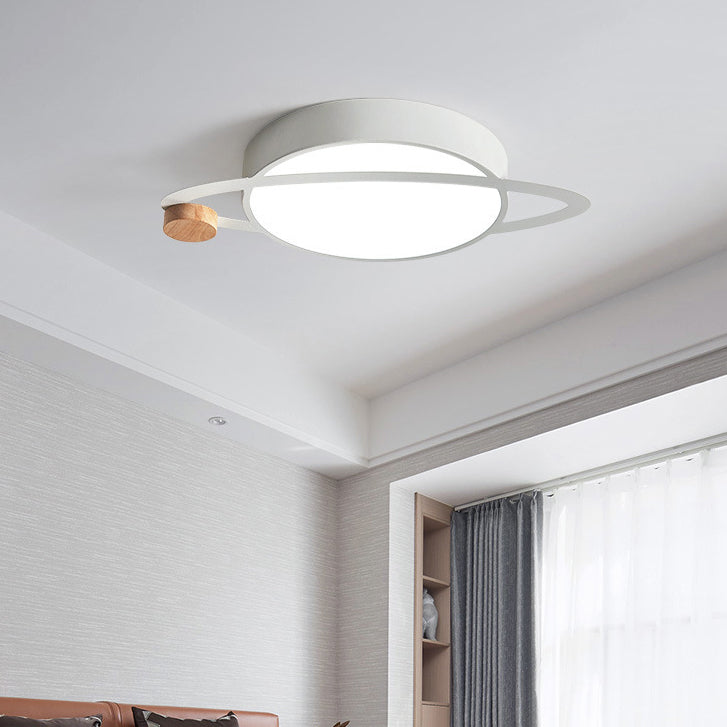 Contemporary Scandinavian Planet Iron Acrylic LED Flush Mount Ceiling Light For Living Room
