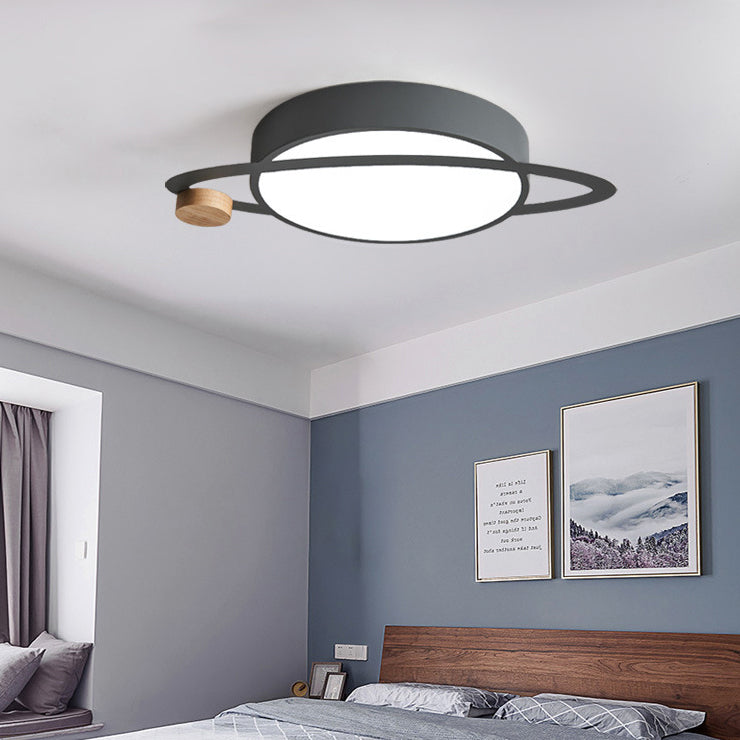 Contemporary Scandinavian Planet Iron Acrylic LED Flush Mount Ceiling Light For Living Room