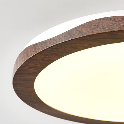 Traditional French Iron Faux Woodgrain Acrylic Crown Shade LED Pendant Light For Living Room