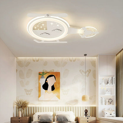 Contemporary Creative Cartoon Helicopter Iron Acrylic LED Flush Mount Ceiling Light Kid's Lighting For Living Room