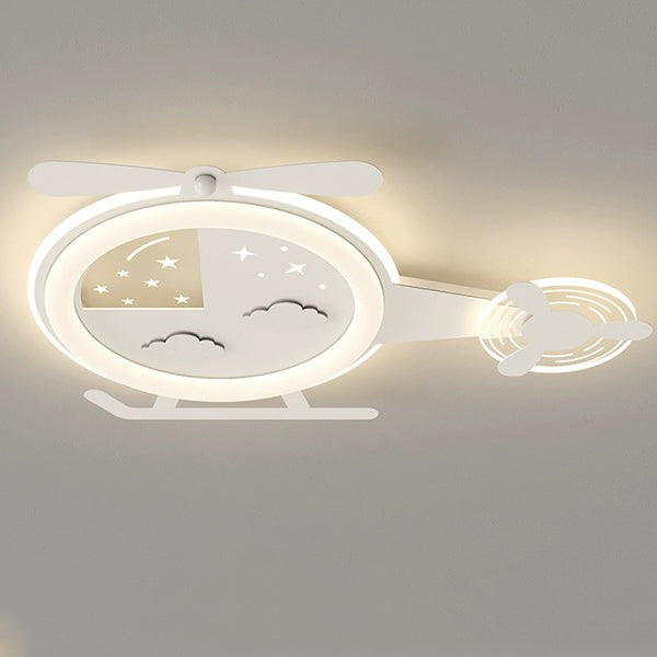 Contemporary Creative Cartoon Helicopter Iron Acrylic LED Flush Mount Ceiling Light Kid's Lighting For Living Room