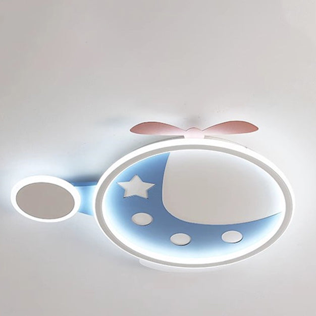 Contemporary Creative Cartoon Helicopter Iron Acrylic LED Flush Mount Ceiling Light Kid's Lighting For Living Room