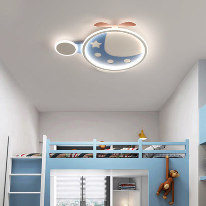 Contemporary Creative Cartoon Helicopter Iron Acrylic LED Flush Mount Ceiling Light Kid's Lighting For Living Room