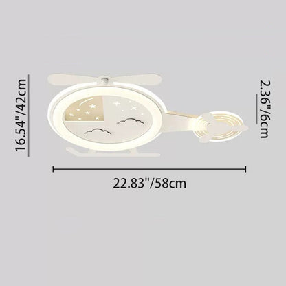 Contemporary Creative Cartoon Helicopter Iron Acrylic LED Flush Mount Ceiling Light Kid's Lighting For Living Room