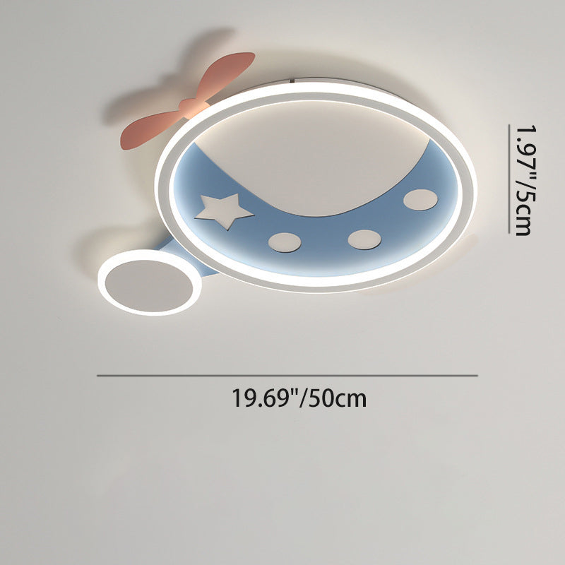 Contemporary Creative Cartoon Helicopter Iron Acrylic LED Flush Mount Ceiling Light Kid's Lighting For Living Room