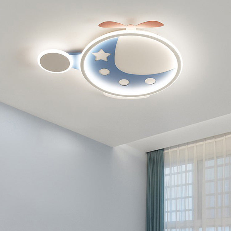 Contemporary Creative Cartoon Helicopter Iron Acrylic LED Flush Mount Ceiling Light Kid's Lighting For Living Room