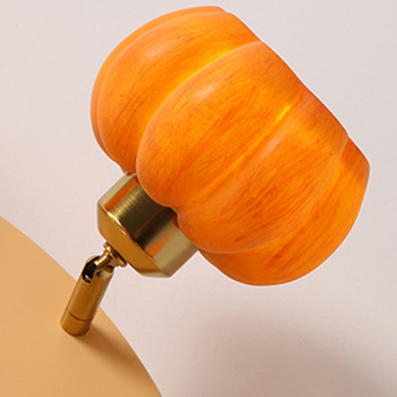 Traditional French Resin Pumpkin Shade Solid Wood 3/5/6/7-Light Semi-Flush Mount Ceiling Light For Living Room