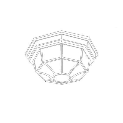 Traditional European Aluminum Glass Polygon 1-Light Semi-Flush Mount Ceiling Light For Hallway