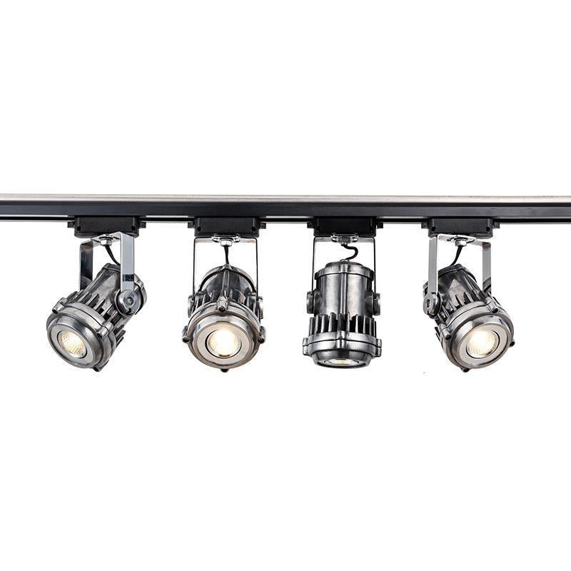 Contemporary Industrial Distressed Aluminum Adjustable LED Spotlight Semi-Flush Mount Ceiling Light For Living Room