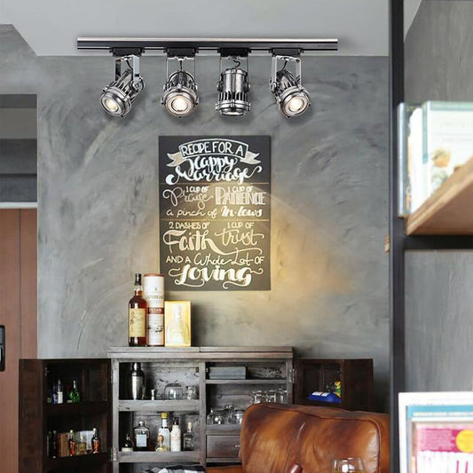 Contemporary Industrial Distressed Aluminum Adjustable LED Spotlight Semi-Flush Mount Ceiling Light For Living Room