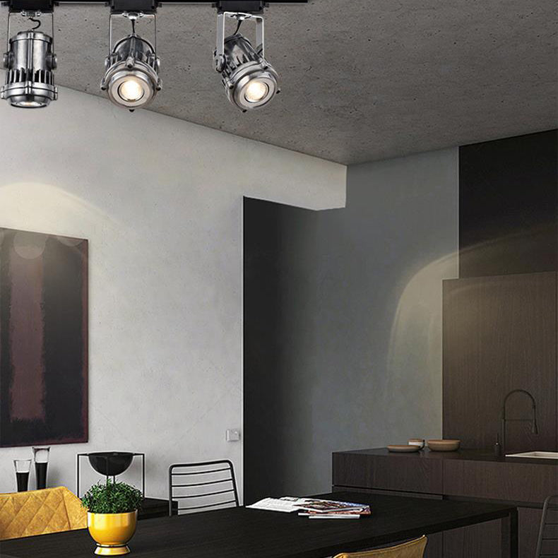Contemporary Industrial Distressed Aluminum Adjustable LED Spotlight Semi-Flush Mount Ceiling Light For Living Room