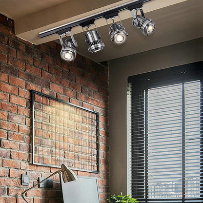Contemporary Industrial Distressed Aluminum Adjustable LED Spotlight Semi-Flush Mount Ceiling Light For Living Room