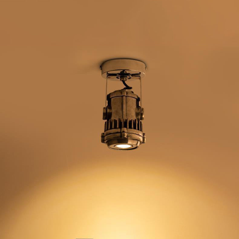 Contemporary Industrial Distressed Aluminum Adjustable LED Spotlight Semi-Flush Mount Ceiling Light For Living Room